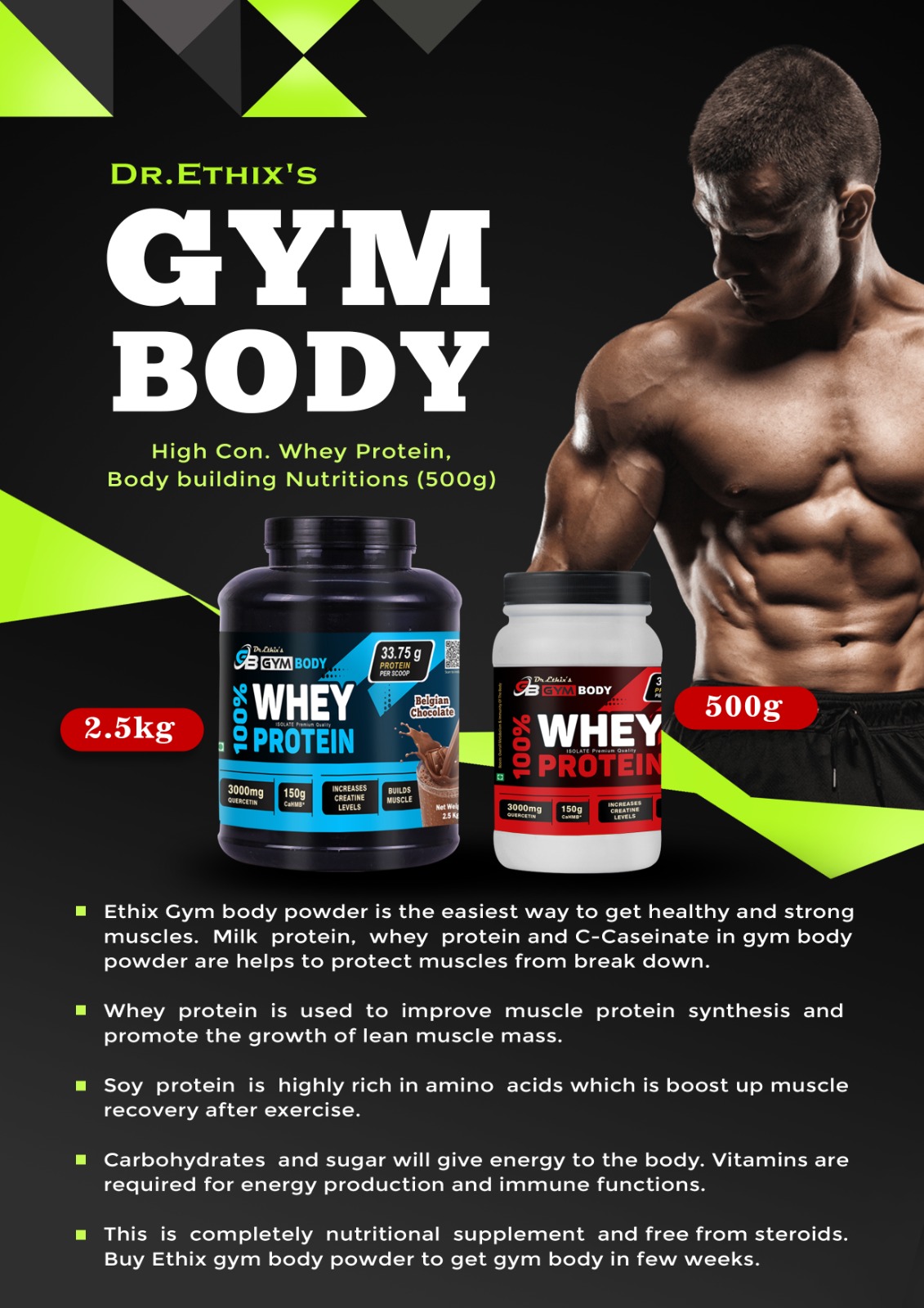 Achieve your fitness goals with Gym body Whey Protein Powder
